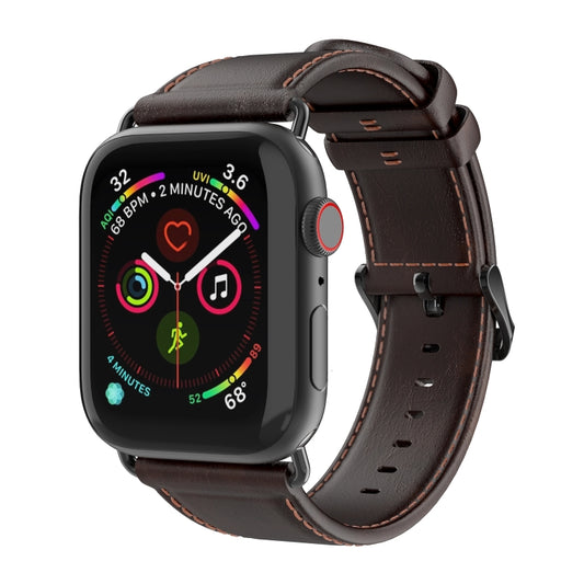 For Apple Watch Series 6 44mm DUX DUCIS Business Genuine Leather Watch Strap(Coffee) - Watch Bands by DUX DUCIS | Online Shopping UK | buy2fix