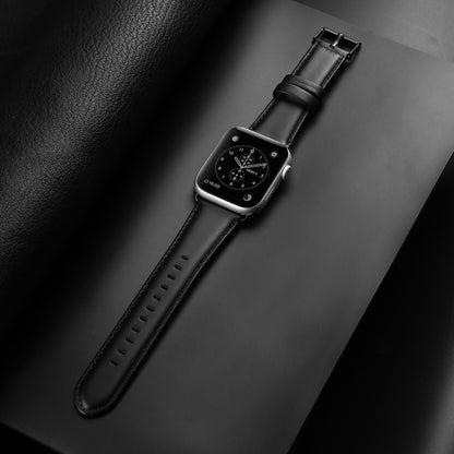 For Apple Watch Series 5 44mm DUX DUCIS Business Genuine Leather Watch Strap(Black) - Watch Bands by DUX DUCIS | Online Shopping UK | buy2fix