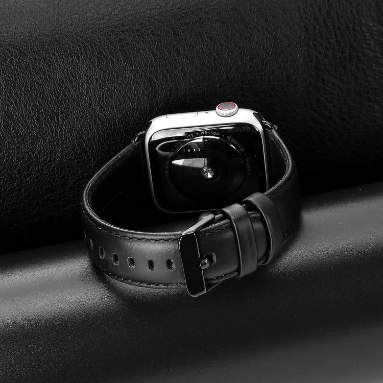 For Apple Watch Series 4 44mm DUX DUCIS Business Genuine Leather Watch Strap(Black) - Watch Bands by DUX DUCIS | Online Shopping UK | buy2fix