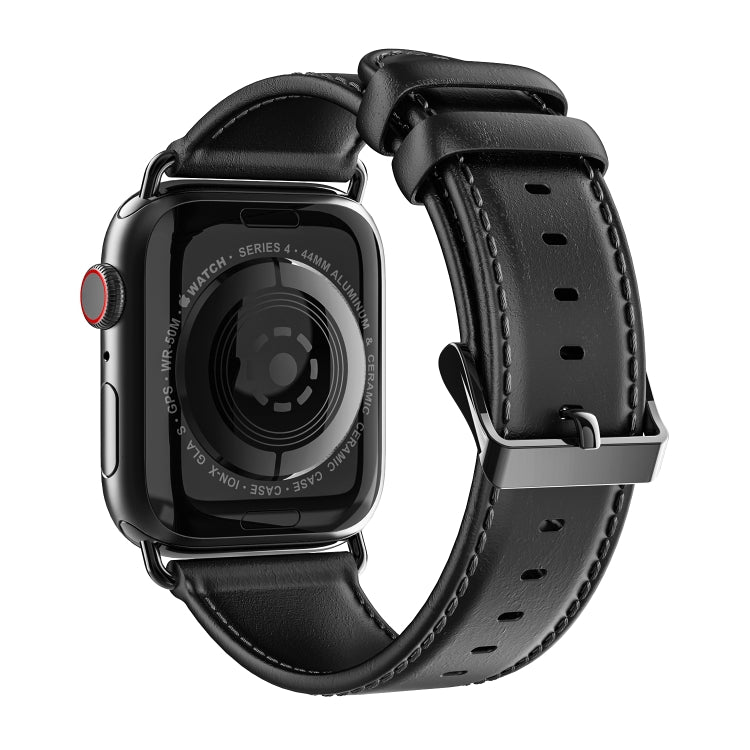 For Apple Watch Series 2 42mm DUX DUCIS Business Genuine Leather Watch Strap(Black) - Watch Bands by DUX DUCIS | Online Shopping UK | buy2fix