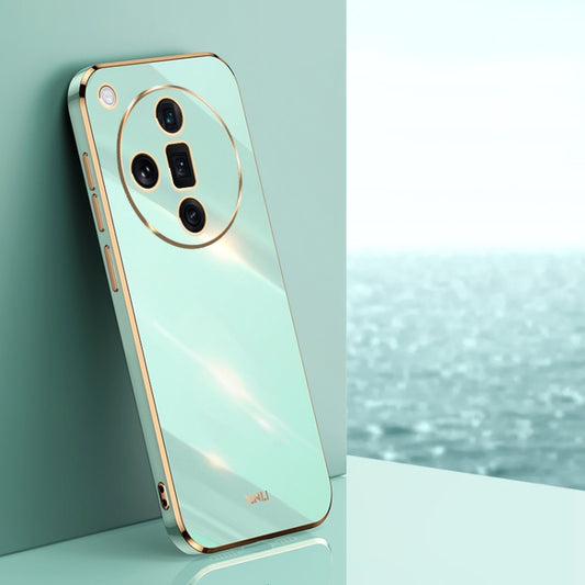 For OPPO Find X7 5G XINLI Straight 6D Plating Gold Edge TPU Phone Case(Mint Green) - Find X7 Cases by XINLI | Online Shopping UK | buy2fix