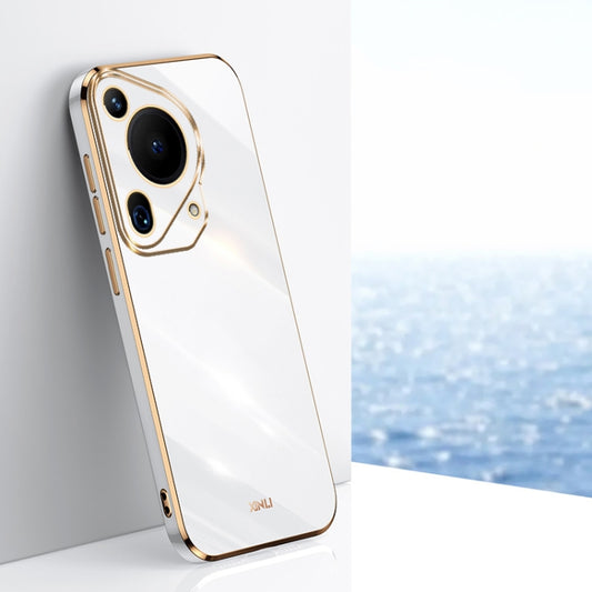 For Huawei Pura 70 Ultra XINLI Straight 6D Plating Gold Edge TPU Phone Case(White) - Huawei Cases by XINLI | Online Shopping UK | buy2fix