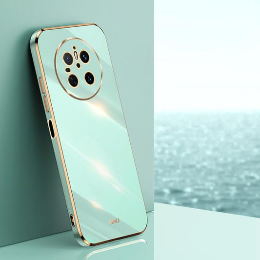 For Huawei Mate 70 XINLI Straight 6D Plating Gold Edge TPU Phone Case(Mint Green) - Huawei Cases by XINLI | Online Shopping UK | buy2fix