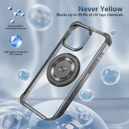 For iPhone 14 Pro Gold Shield CD Pattern MagSafe Magnetic Phone Case with Rotating Stand(Transparent Black) - iPhone 14 Pro Cases by buy2fix | Online Shopping UK | buy2fix