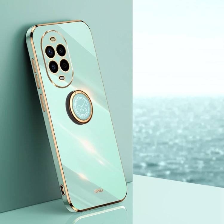 For Huawei Nova 13 Pro XINLI Straight 6D Plating Gold Edge TPU Shockproof Case with Ring Holder(Mint Green) - Huawei Cases by XINLI | Online Shopping UK | buy2fix