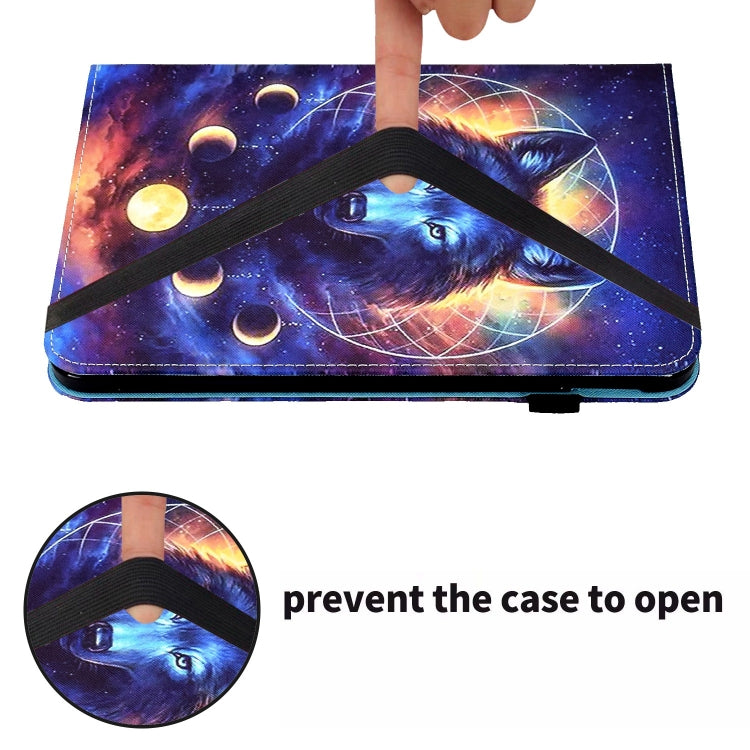 For Lenovo Tab M11 / Xiaoxin Pad 11 2024 Colored Drawing Stitching Elastic Band Leather Smart Tablet Case(Space Wolf) - Lenovo by buy2fix | Online Shopping UK | buy2fix