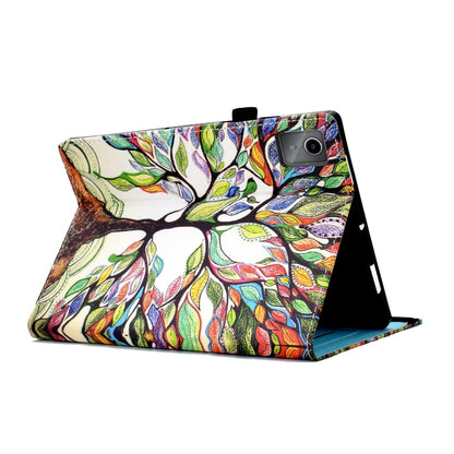 For Lenovo Tab M11 / Xiaoxin Pad 11 2024 Colored Drawing Stitching Elastic Band Leather Smart Tablet Case(Life Tree) - Lenovo by buy2fix | Online Shopping UK | buy2fix