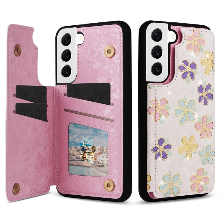 For Samsung Galaxy S22 5G Printed Double Buckle RFID Anti-theft Phone Case(Blossoming Flowers) - Galaxy S22 5G Cases by buy2fix | Online Shopping UK | buy2fix