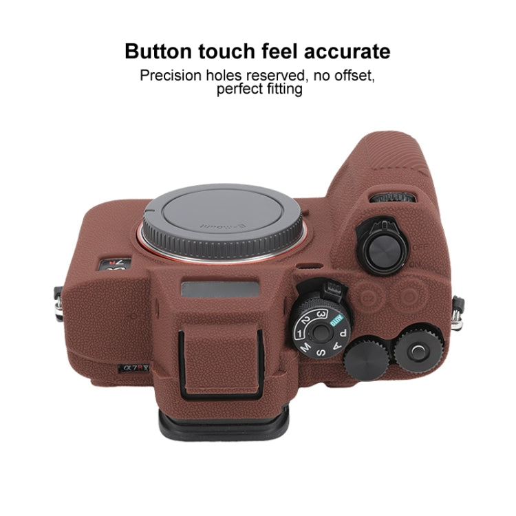 For Sony ILCE7RM5 / A7R5 Litchi Texture Soft Silicone Protective Case(Coffee) - Protective Case by buy2fix | Online Shopping UK | buy2fix