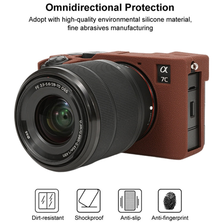 For Sony ILCE-7CM2 / A7C II / A7CR Litchi Texture Soft Silicone Protective Case(Coffee) - Protective Case by buy2fix | Online Shopping UK | buy2fix