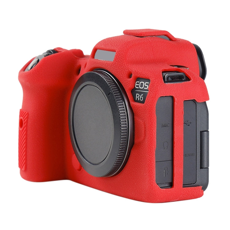 For Canon EOS R6 Mark II Litchi Texture Soft Silicone Protective Case(Red) - Protective Case by buy2fix | Online Shopping UK | buy2fix