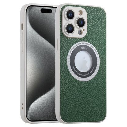 For iPhone 15 Pro Max Litchi Texture MagSafe TPU Full Coverage Shockproof Phone Case(Green) - iPhone 15 Pro Max Cases by buy2fix | Online Shopping UK | buy2fix