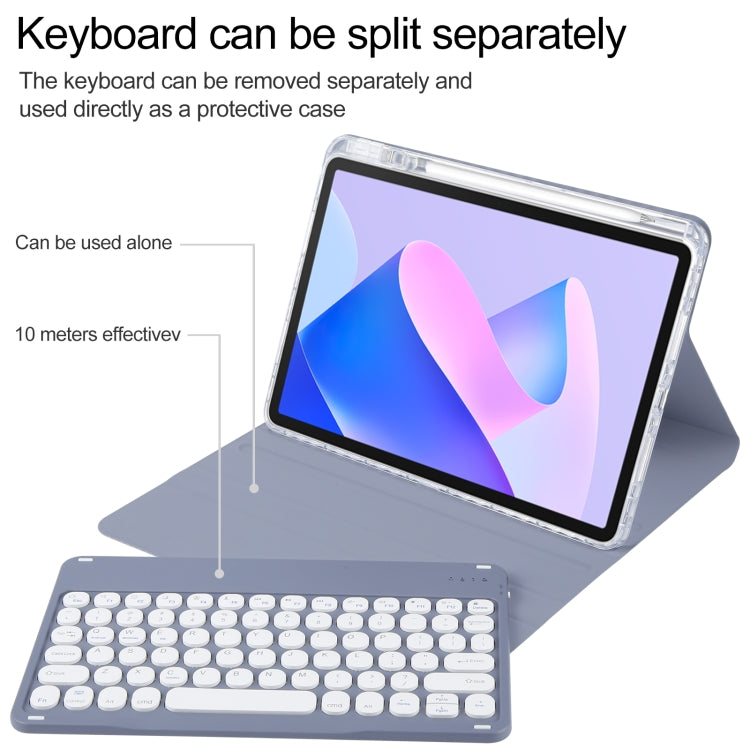 For Huawei MatePad 11 2023 / 2021 Round Button Bluetooth Keyboard Rotatable Holder Leather Case(Lavender Purple) - Huawei Keyboard by buy2fix | Online Shopping UK | buy2fix