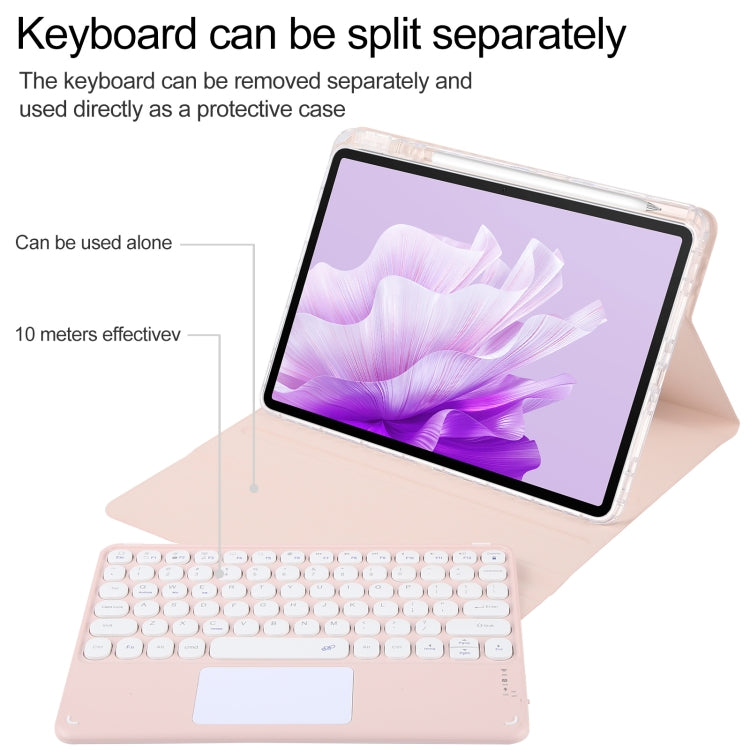 For Huawei MatePad Air 11.5 Round Button Bluetooth Keyboard Rotatable Holder Leather Case with Touchpad(Rose Gold) - Huawei Keyboard by buy2fix | Online Shopping UK | buy2fix