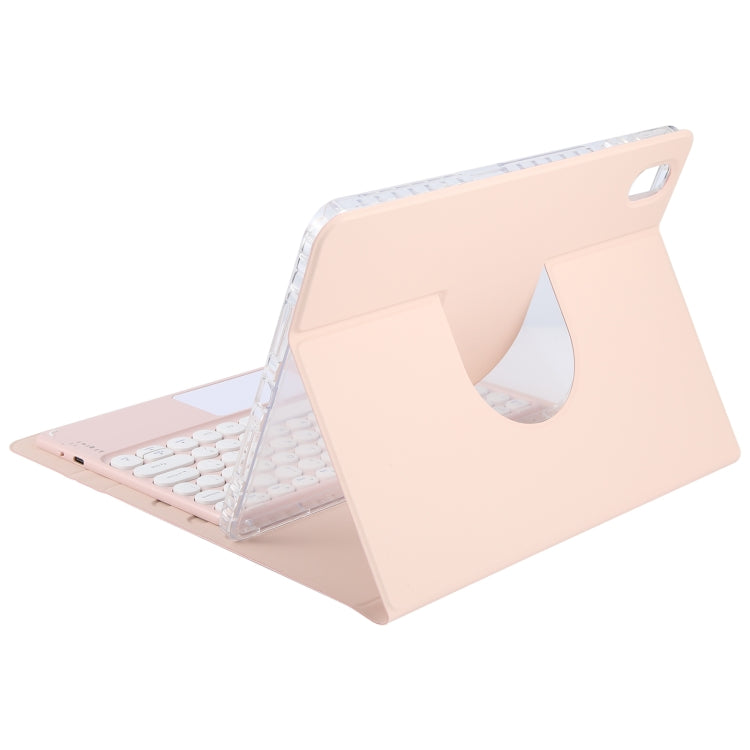 For Huawei MatePad 11 2023 / 2021 Round Button Bluetooth Keyboard Rotatable Holder Leather Case with Touchpad(Rose Gold) - Huawei Keyboard by buy2fix | Online Shopping UK | buy2fix