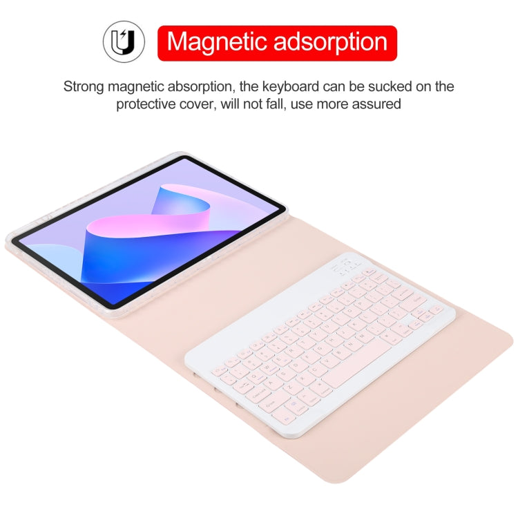 For Huawei MatePad 11 2023 / 2021 Square Button Bluetooth Keyboard Rotatable Holder Leather Case(Rose Gold) - Huawei Keyboard by buy2fix | Online Shopping UK | buy2fix