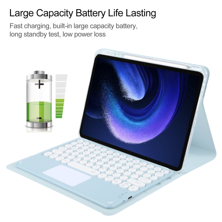 For Xiaomi Pad 6 Round Button Bluetooth Keyboard Rotatable Holder Leather Case with Touchpad(Sky Blue) - Others Keyboard by buy2fix | Online Shopping UK | buy2fix