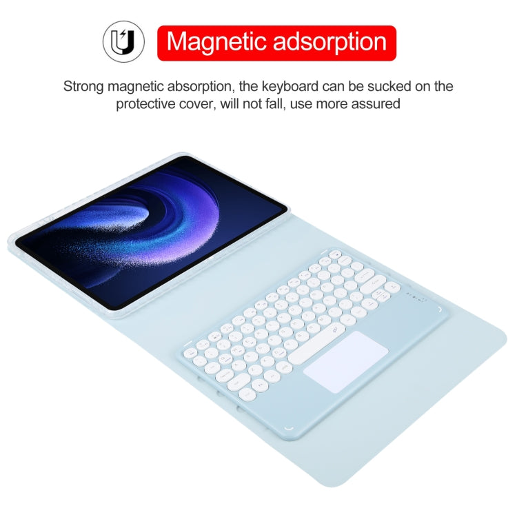 For Xiaomi Pad 6 Round Button Bluetooth Keyboard Rotatable Holder Leather Case with Touchpad(Sky Blue) - Others Keyboard by buy2fix | Online Shopping UK | buy2fix