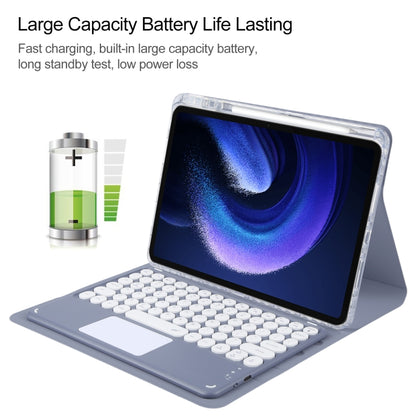 For Xiaomi Pad 6 Round Button Bluetooth Keyboard Rotatable Holder Leather Case with Touchpad(Lavender Purple) - Others Keyboard by buy2fix | Online Shopping UK | buy2fix