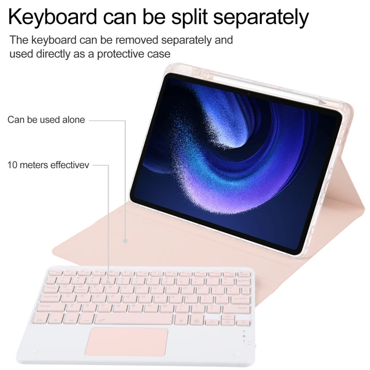 For Xiaomi Pad 6 Square Button Bluetooth Keyboard Rotatable Holder Leather Case with Touchpad(Rose Gold) - Others Keyboard by buy2fix | Online Shopping UK | buy2fix