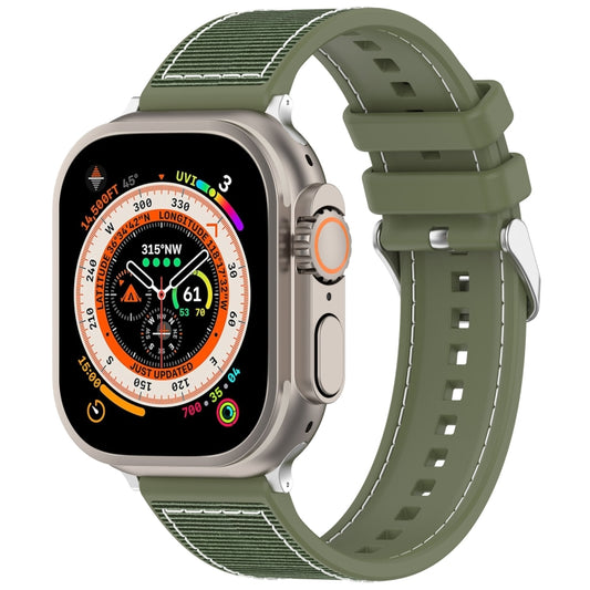 For Apple Watch Ultra 2 49mm Ordinary Buckle Hybrid Nylon Braid Silicone Watch Band(Green) - Watch Bands by buy2fix | Online Shopping UK | buy2fix