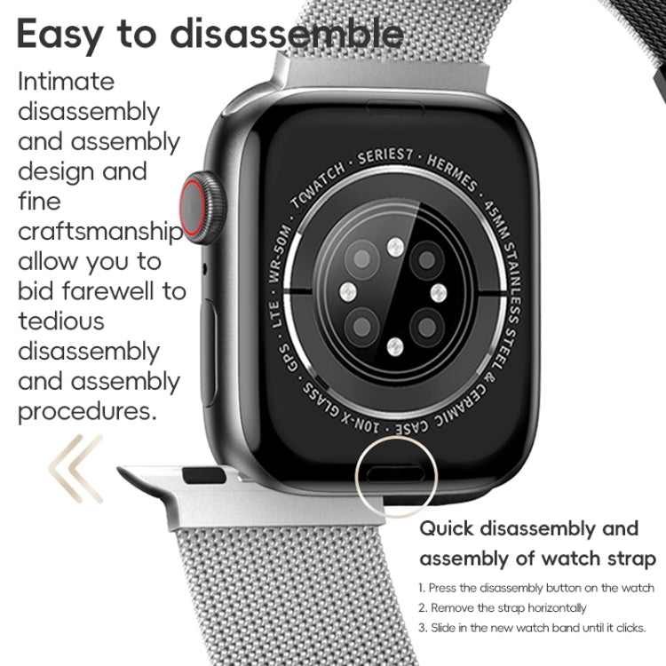 For Apple Watch SE 2022 44mm ZGA Milanese Magnetic Metal Watch Band(Black) - Watch Bands by ZGA | Online Shopping UK | buy2fix