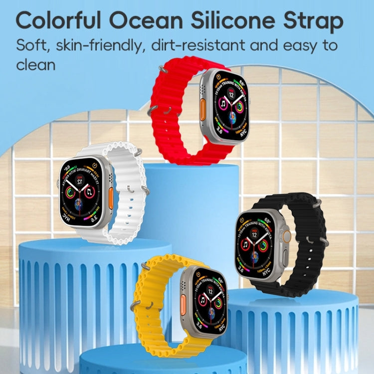 For Apple Watch Series 9 45mm ZGA Ocean Silicone Watch Band(Yellow) - Watch Bands by ZGA | Online Shopping UK | buy2fix