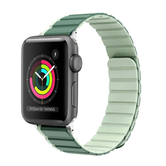 For Apple Watch Series 2 42mm ZGA Two Color Magnetic Silicone Watch Band(Dark Green+Light Green) - Watch Bands by ZGA | Online Shopping UK | buy2fix