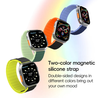 For Apple Watch Series 7 45mm ZGA Two Color Magnetic Silicone Watch Band(Black+Orange) - Watch Bands by ZGA | Online Shopping UK | buy2fix