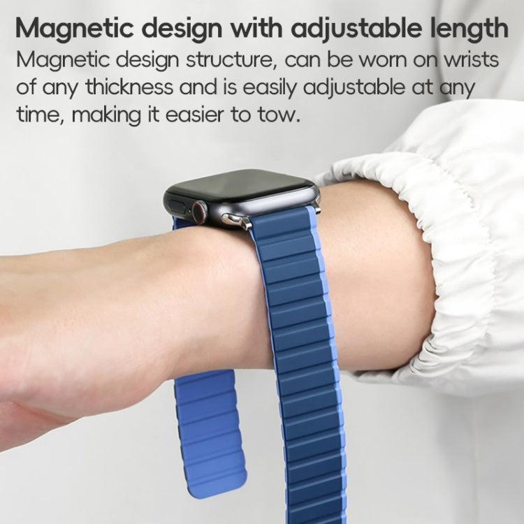 For Apple Watch Series 6 44mm ZGA Two Color Magnetic Silicone Watch Band(Dark Blue+Light Blue) - Watch Bands by ZGA | Online Shopping UK | buy2fix