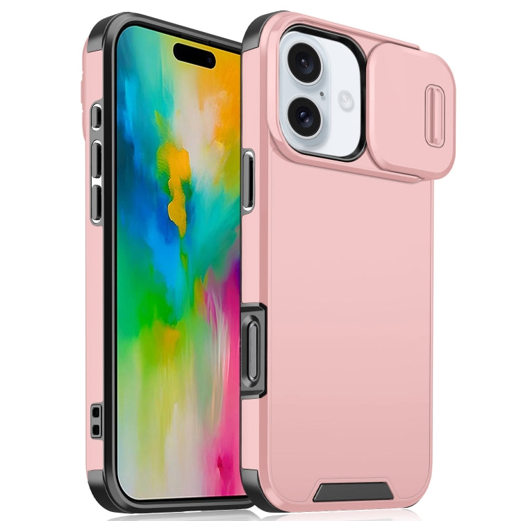 For iPhone 16 Sliding Camshield TPU + PC Phone Case(Pink) - iPhone 16 Cases by buy2fix | Online Shopping UK | buy2fix