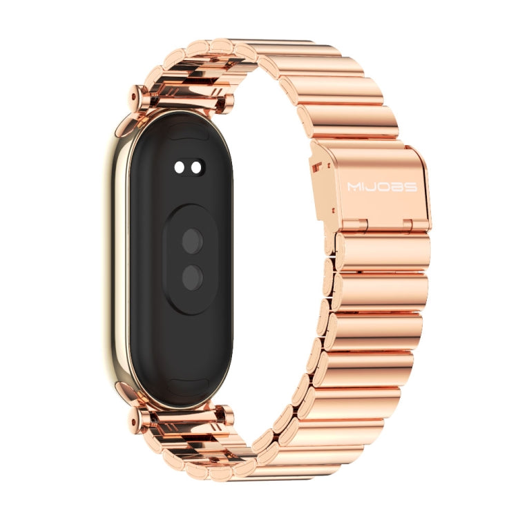 For Xiaomi Mi Band 8 Mijobs GT4 Bamboo Buckle Metal Watch Band(Rose Gold) - Watch Bands by MIJOBS | Online Shopping UK | buy2fix