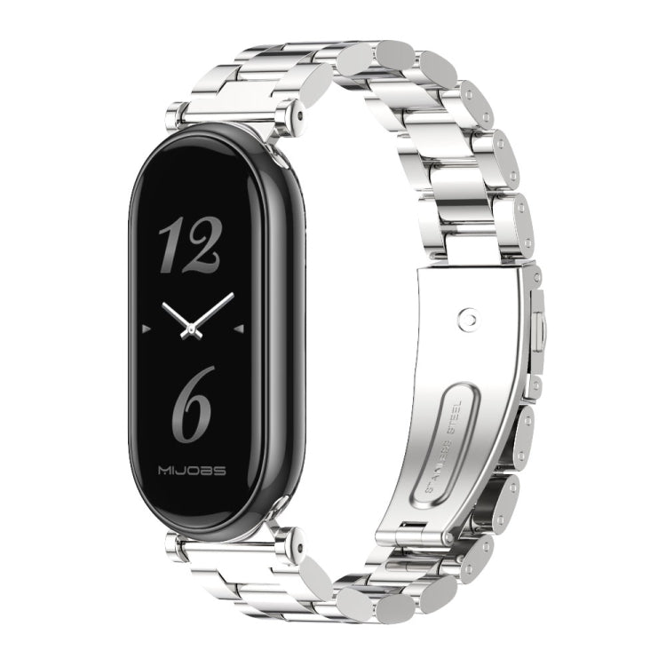 For Xiaomi Mi Band 8 / 9 / 9 NFC Mijobs GT4 Three Beads Metal Watch Band(Silver) - Watch Bands by MIJOBS | Online Shopping UK | buy2fix