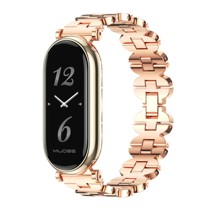 For Xiaomi Mi Band 8 / 9 / 9 NFC Mijobs GT4 Bone Chain Metal Watch Band(Rose Gold) - Watch Bands by MIJOBS | Online Shopping UK | buy2fix