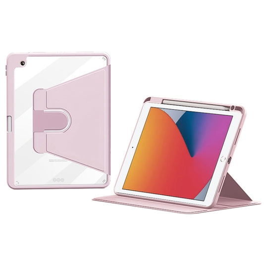 For iPad 10.2 2021/2020/2019 ZGA Tri-Fold 360 Rotation Smart Leather Tablet Case(Pink) - iPad 10.2 Cases by ZGA | Online Shopping UK | buy2fix