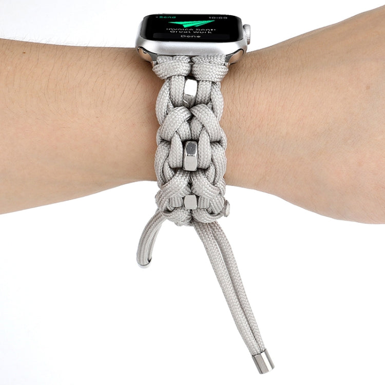 For Apple Watch Ultra 49mm Screw Nut Braided Paracord Watch Band(White) - Watch Bands by buy2fix | Online Shopping UK | buy2fix