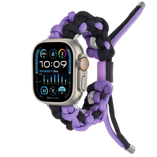 For Apple Watch Ultra 2 49mm Screw Nut Dual-Color Braided Paracord Watch Band(Black Purple) - Watch Bands by buy2fix | Online Shopping UK | buy2fix