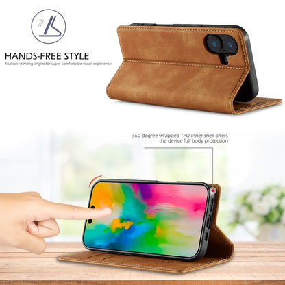 For iPhone 16 LC.IMEEKE Strong Magnetism Microfiber Leather Phone Case(Brown) - iPhone 16 Cases by LC.IMEEKE | Online Shopping UK | buy2fix