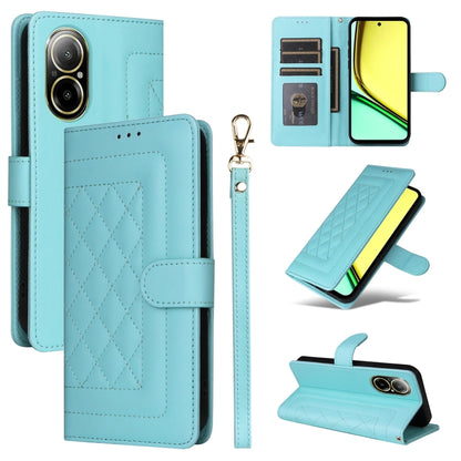 For Realme C67 4G Diamond Lattice Leather Flip Phone Case(Mint Green) - C67 Cases by buy2fix | Online Shopping UK | buy2fix