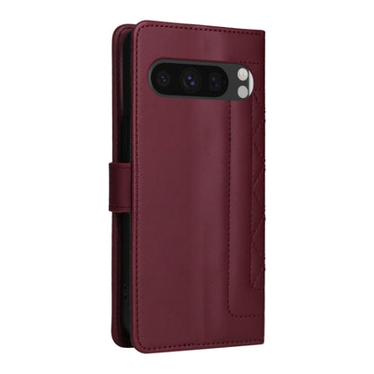 For Google Pixel 9 Diamond Lattice Leather Flip Phone Case(Wine Red) - Google Cases by buy2fix | Online Shopping UK | buy2fix