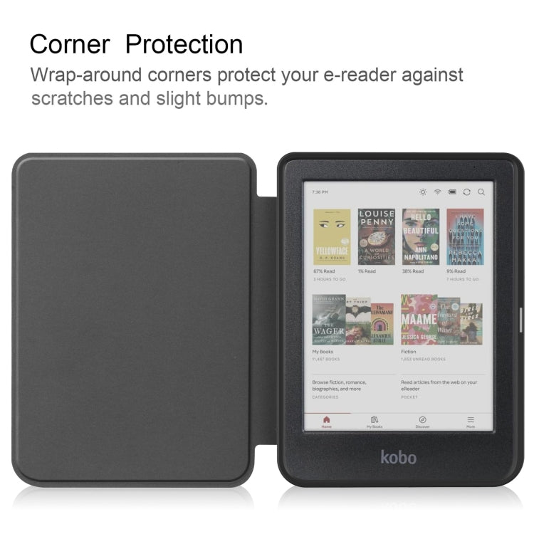For KOBO Clara Colour 2024 / BW Solid Color Voltage Caster TPU Leather Smart Tablet Case(Grey) - Others by buy2fix | Online Shopping UK | buy2fix