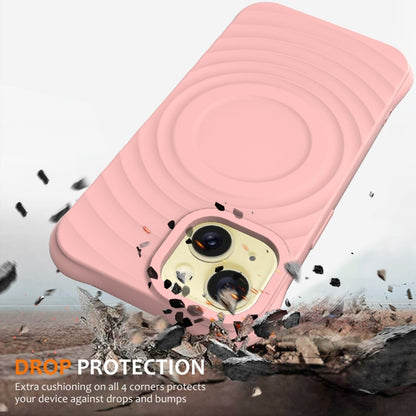 For iPhone 14 Wave Texture MagSafe Magnetic Liquid Silicone Phone Case(Pink) - iPhone 14 Cases by buy2fix | Online Shopping UK | buy2fix