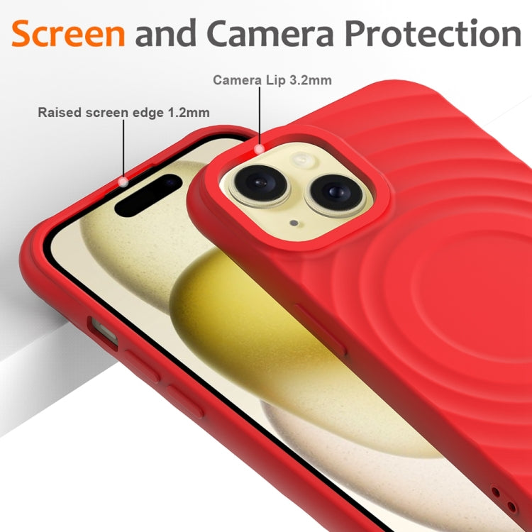 For iPhone 13 Wave Texture MagSafe Magnetic Liquid Silicone Phone Case(Red) - iPhone 13 Cases by buy2fix | Online Shopping UK | buy2fix