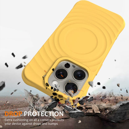 For iPhone 16 Pro Max Wave Texture MagSafe Magnetic Liquid Silicone Phone Case(Yellow) - iPhone 16 Pro Max Cases by buy2fix | Online Shopping UK | buy2fix