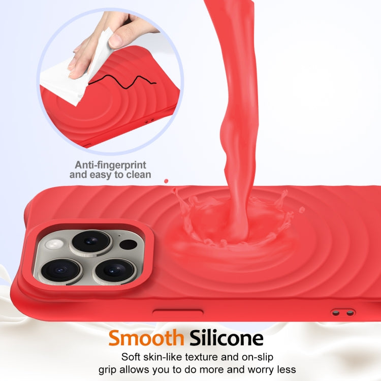 For iPhone 16 Pro Max Wave Texture MagSafe Magnetic Liquid Silicone Phone Case(Red) - iPhone 16 Pro Max Cases by buy2fix | Online Shopping UK | buy2fix