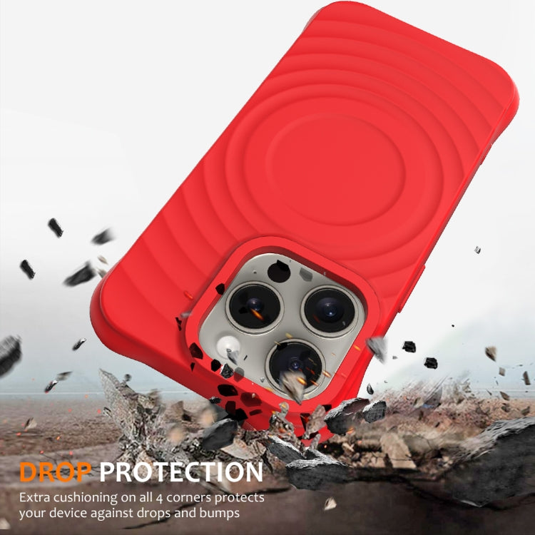 For iPhone 16 Pro Max Wave Texture MagSafe Magnetic Liquid Silicone Phone Case(Red) - iPhone 16 Pro Max Cases by buy2fix | Online Shopping UK | buy2fix