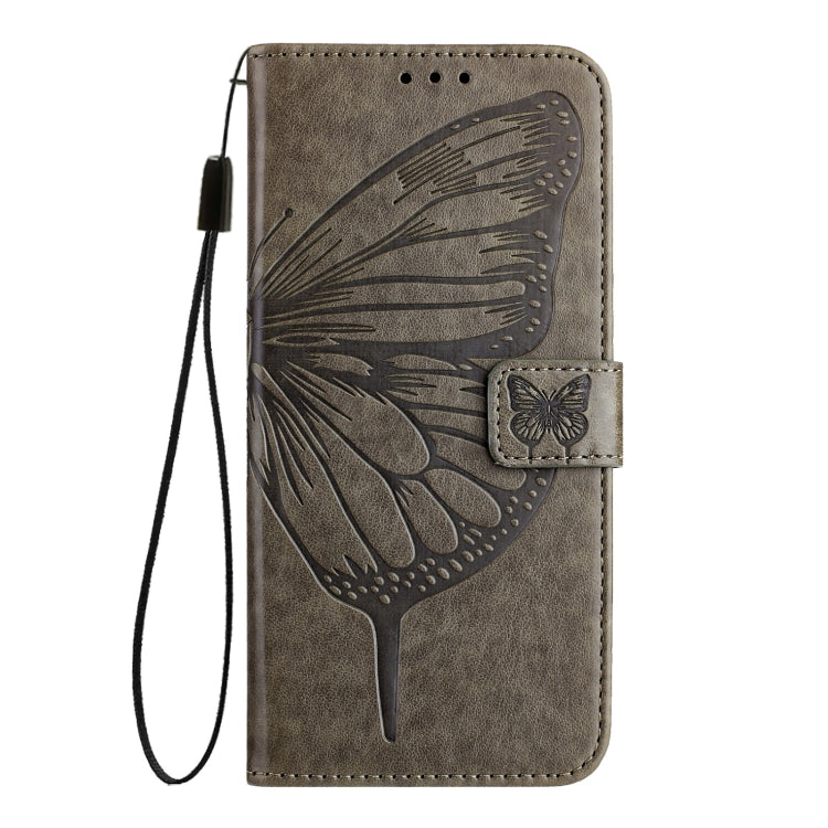 For Realme C67 5G India/Narzo 60x Global Embossed Butterfly Leather Phone Case(Grey) - C67 Cases by buy2fix | Online Shopping UK | buy2fix