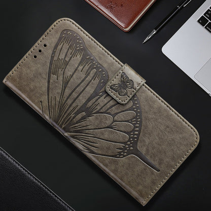 For Realme C67 5G India/Narzo 60x Global Embossed Butterfly Leather Phone Case(Grey) - C67 Cases by buy2fix | Online Shopping UK | buy2fix