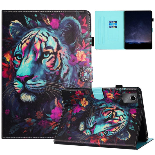 For Lenovo Tab M11/ Xiaoxin Pad 11 2024 Painted Litchi Leather Sewing Smart Tablet Case(Tiger) - Lenovo by buy2fix | Online Shopping UK | buy2fix