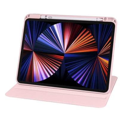 For iPad Air 11 2024 Acrylic 360 Degree Rotation Holder Leather Tablet Case(Sand Pink) - iPad Air 11 2024 Cases by buy2fix | Online Shopping UK | buy2fix